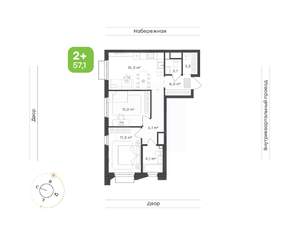 2-к квартира, вторичка, 57м2, 20/24 этаж