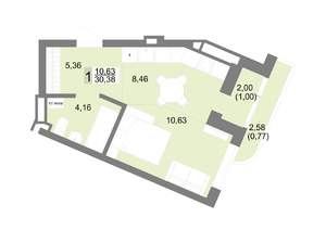 Студия квартира, вторичка, 30м2, 20/22 этаж