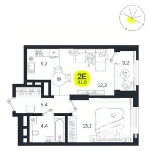 2-к квартира, вторичка, 42м2, 23/27 этаж