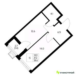 1-к квартира, вторичка, 39м2, 8/31 этаж