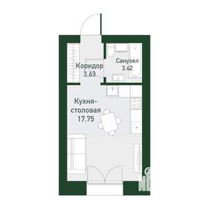 Студия квартира, вторичка, 24м2, 3/4 этаж