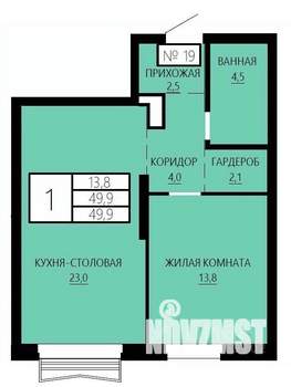 1-к квартира, строящийся дом, 50м2, 3/29 этаж