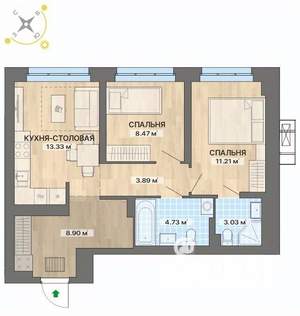 2-к квартира, вторичка, 54м2, 4/26 этаж