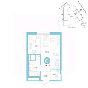 Студия квартира, вторичка, 29м2, 4/24 этаж