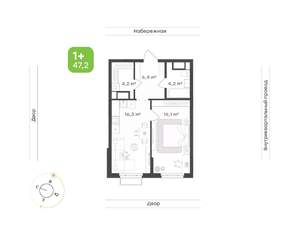 1-к квартира, вторичка, 47м2, 24/24 этаж