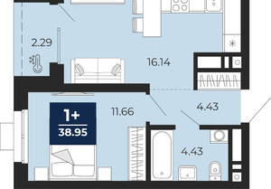 1-к квартира, вторичка, 39м2, 4/30 этаж
