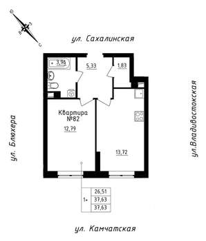 1-к квартира, строящийся дом, 38м2, 7/25 этаж