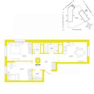 2-к квартира, вторичка, 60м2, 8/24 этаж