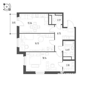 2-к квартира, вторичка, 69м2, 23/25 этаж