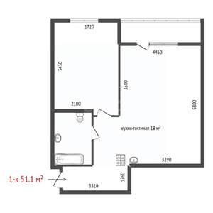 1-к квартира, вторичка, 51м2, 16/16 этаж