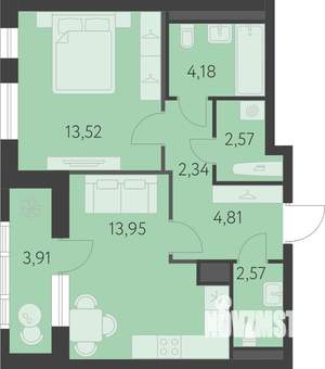 1-к квартира, вторичка, 46м2, 5/16 этаж