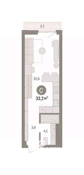 Студия квартира, вторичка, 33м2, 10/25 этаж