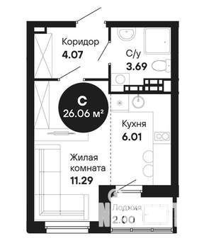 Студия квартира, вторичка, 26м2, 8/16 этаж