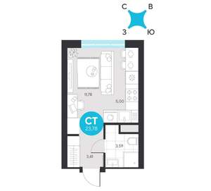 Студия квартира, строящийся дом, 24м2, 4/23 этаж