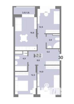 3-к квартира, вторичка, 81м2, 7/25 этаж