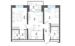 2-к квартира, вторичка, 67м2, 6/16 этаж
