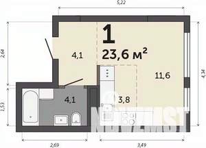 Студия квартира, строящийся дом, 24м2, 12/30 этаж