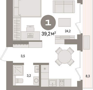 Студия квартира, вторичка, 38м2, 8/9 этаж