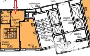 1-к квартира, вторичка, 44м2, 8/27 этаж