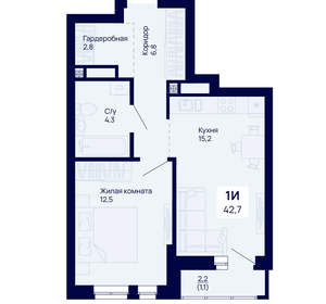 1-к квартира, вторичка, 43м2, 18/18 этаж