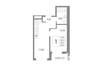 2-к квартира, вторичка, 40м2, 16/26 этаж