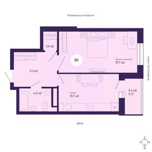 1-к квартира, вторичка, 50м2, 18/19 этаж