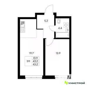1-к квартира, вторичка, 43м2, 2/31 этаж