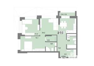 2-к квартира, вторичка, 73м2, 20/25 этаж