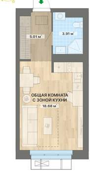 Студия квартира, вторичка, 28м2, 3/26 этаж