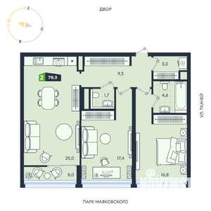 2-к квартира, вторичка, 79м2, 2/31 этаж