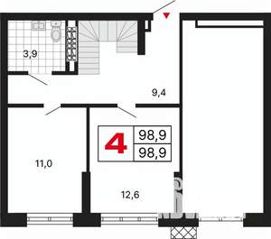 2-к квартира, вторичка, 61м2, 14/15 этаж