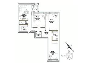 3-к квартира, строящийся дом, 105м2, 2/4 этаж