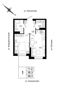 1-к квартира, вторичка, 38м2, 14/24 этаж
