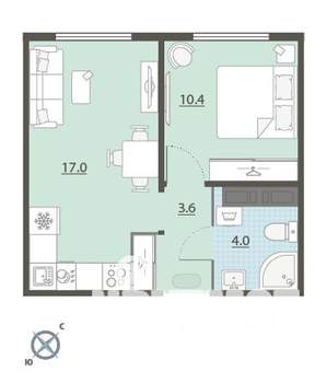 1-к квартира, вторичка, 35м2, 15/24 этаж