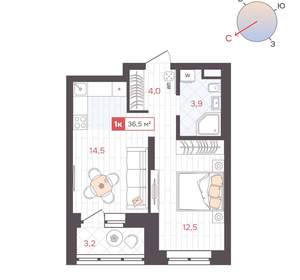 1-к квартира, вторичка, 37м2, 11/25 этаж