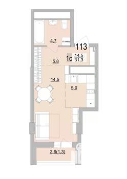 Студия квартира, вторичка, 31м2, 16/24 этаж