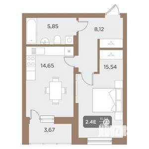 2-к квартира, вторичка, 46м2, 21/24 этаж