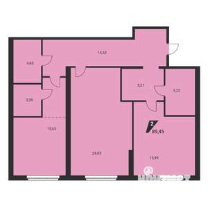 3-к квартира, вторичка, 89м2, 1/25 этаж