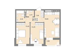 2-к квартира, вторичка, 61м2, 18/18 этаж