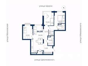 3-к квартира, вторичка, 84м2, 20/33 этаж