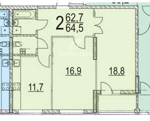 2-к квартира, вторичка, 63м2, 8/18 этаж