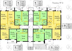 2-к квартира, строящийся дом, 78м2, 1/4 этаж
