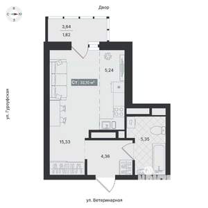 Студия квартира, вторичка, 32м2, 13/24 этаж