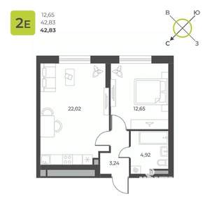 1-к квартира, вторичка, 43м2, 2/23 этаж