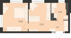1-к квартира, вторичка, 38м2, 3/21 этаж