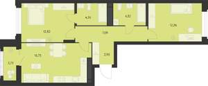 2-к квартира, вторичка, 62м2, 2/11 этаж