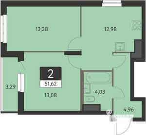 2-к квартира, вторичка, 50м2, 23/31 этаж