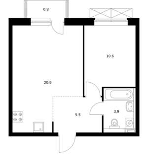 1-к квартира, вторичка, 42м2, 21/24 этаж