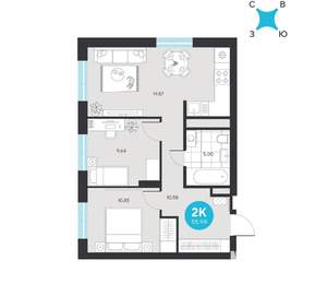 2-к квартира, вторичка, 56м2, 3/22 этаж