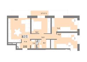 3-к квартира, вторичка, 79м2, 13/18 этаж